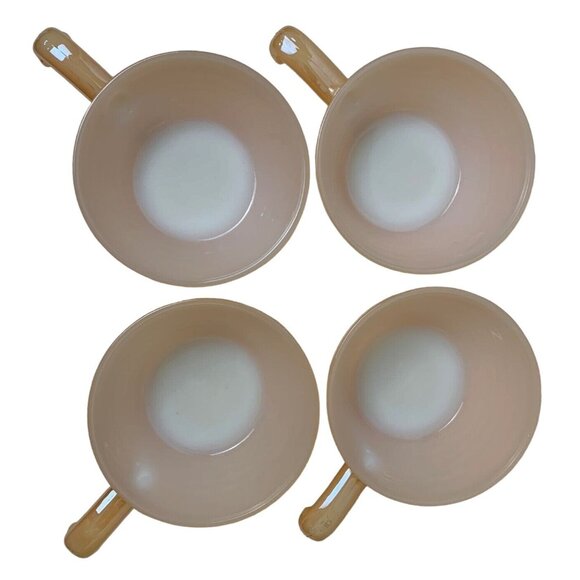 Vintage Set Of 4 Fire King Peach Luster Soup Bowls 10 oz Beehive Ovenware USA - Picture 2 of 11